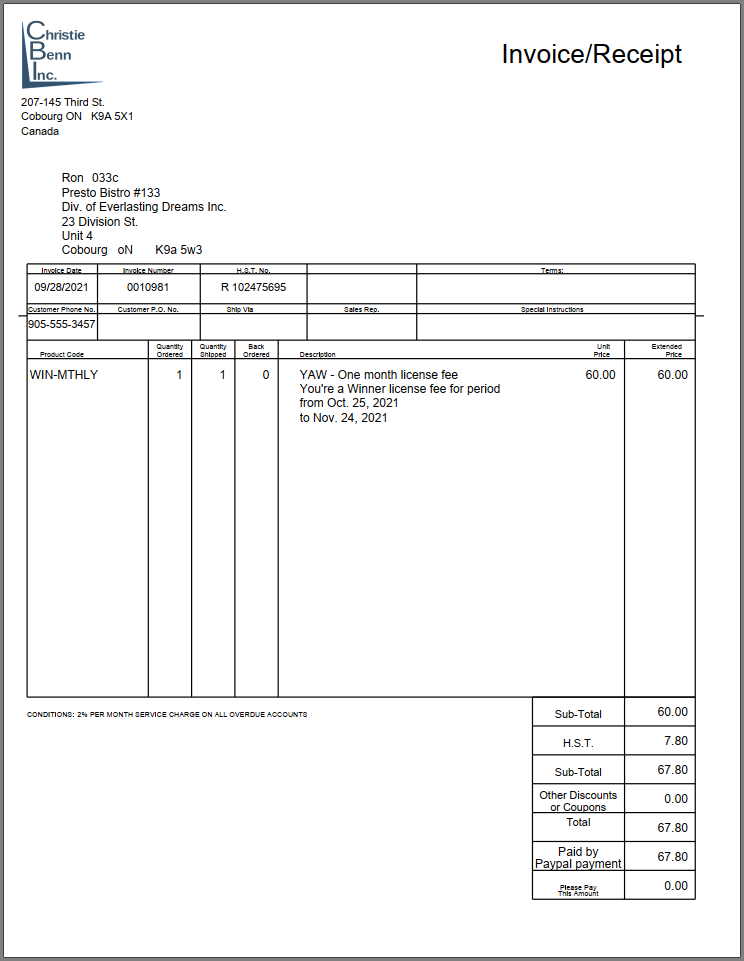 picture of invoice